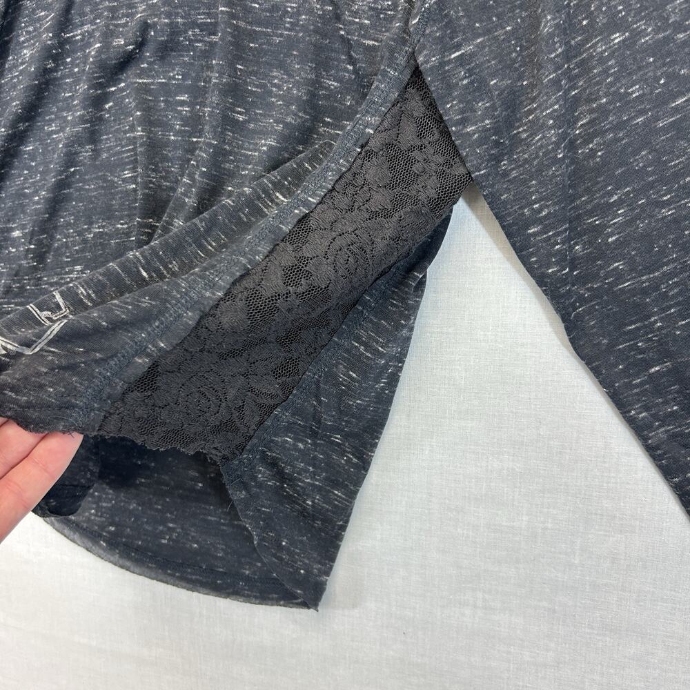 Harley-Davidson NEW Lace Accent Hooded Henley Shirt Women's Large Gray Black Top - Picture 7 of 10